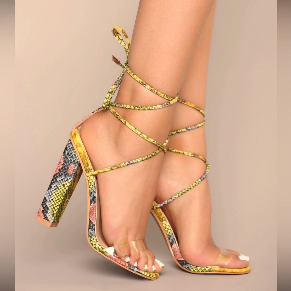 Multicolor lace up heels